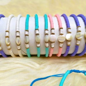 TUBE Bracelets Nacre et perles fimo pastel