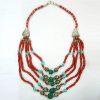 Collier tibétain ethnique corail et turquoise