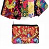 Pochette porte-monnaie en velours broderie flashy