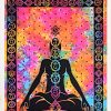 Tenture BOUDDHA CHAKRA tie dye arc en ciel 1.40x2.20m