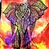 Tenture ELEPHANT tie&dye jaune 1.40x2.20m-0