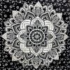 Tenture MANDALA LOTUS noir et blanc 1,40x2.20m-0
