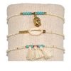 Bracelet macramé cauri bouddha pompon blanc
