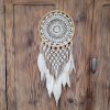 Dream catcher crochet et macramé blanc