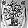 Tenture ELEPHANT ARBRE de VIE en noir et blanc 2,40x2.20m