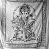 Tenture GANESH en noir et blanc sur tissu rayé 2.40x2.20