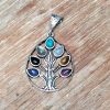 Pendentif Arbre de Vie pierre et métal argenté
