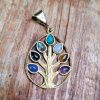 Pendentif Arbre de Vie pierre doré