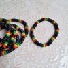 bracelet rasta et perles noires 6mm