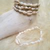 Chaine de cheville cauri et coquillage blanc