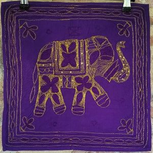 Housse de Coussin Éléphant Broderie dorée d'Inde