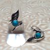 Bague argentée feuille et turquoise