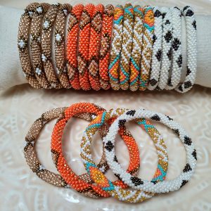 Bracelet Népalais Orange Blanc