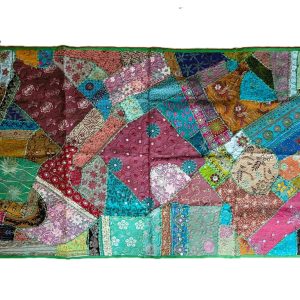 Tenture Murale patchwork de tissus recyclés indiens 0.9x1.40m