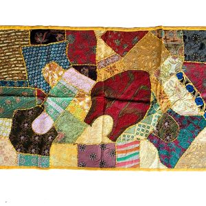 Tenture Murale patchwork de tissus recyclés indiens 0.9x1.40m
