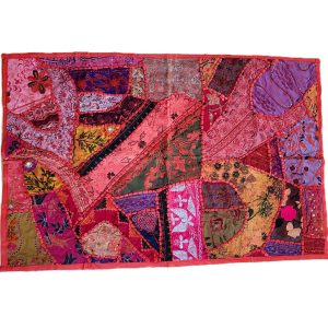 Tenture Murale patchwork de tissus recyclés indiens 0.9x1.40m