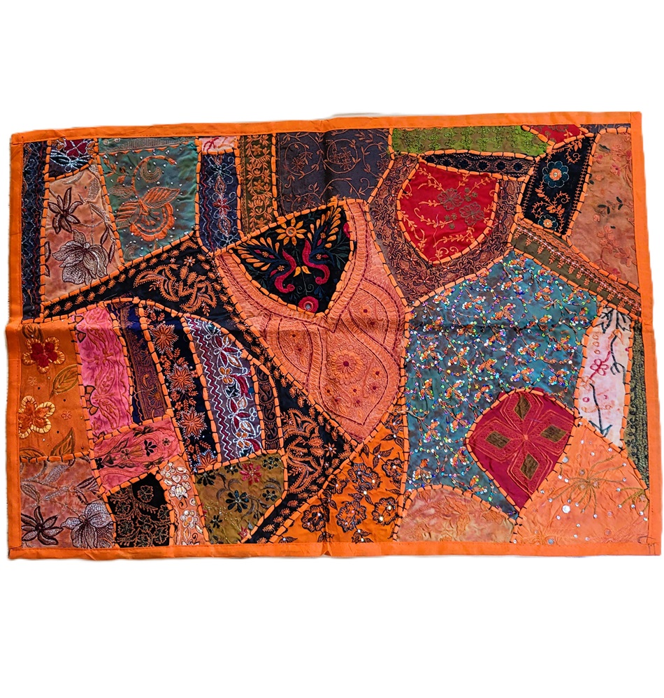 Tenture Murale patchwork de tissus recyclés indiens 0.6x0.80m Tenture Murale patchwork de tissus recyclés indiens 0.6x0.80m – Image 2