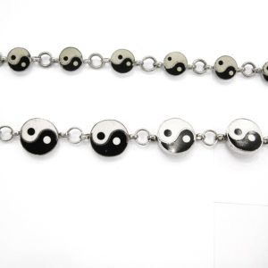 Bracelet ying yang indien en métal argenté