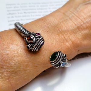 Bracelet d'esclave Orion argenté aux pierres taillées