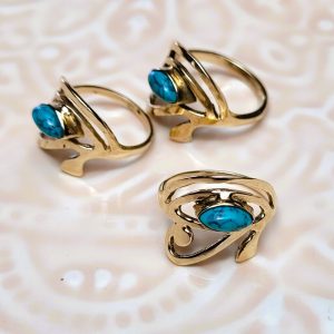 Bague dorée oeil d'Horus Turquoise