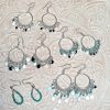 Boucle d'oreille pampilles en perles turquoise et métal argenté