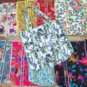 Alternative view of Grand Sac Kantha matelassé d'inde